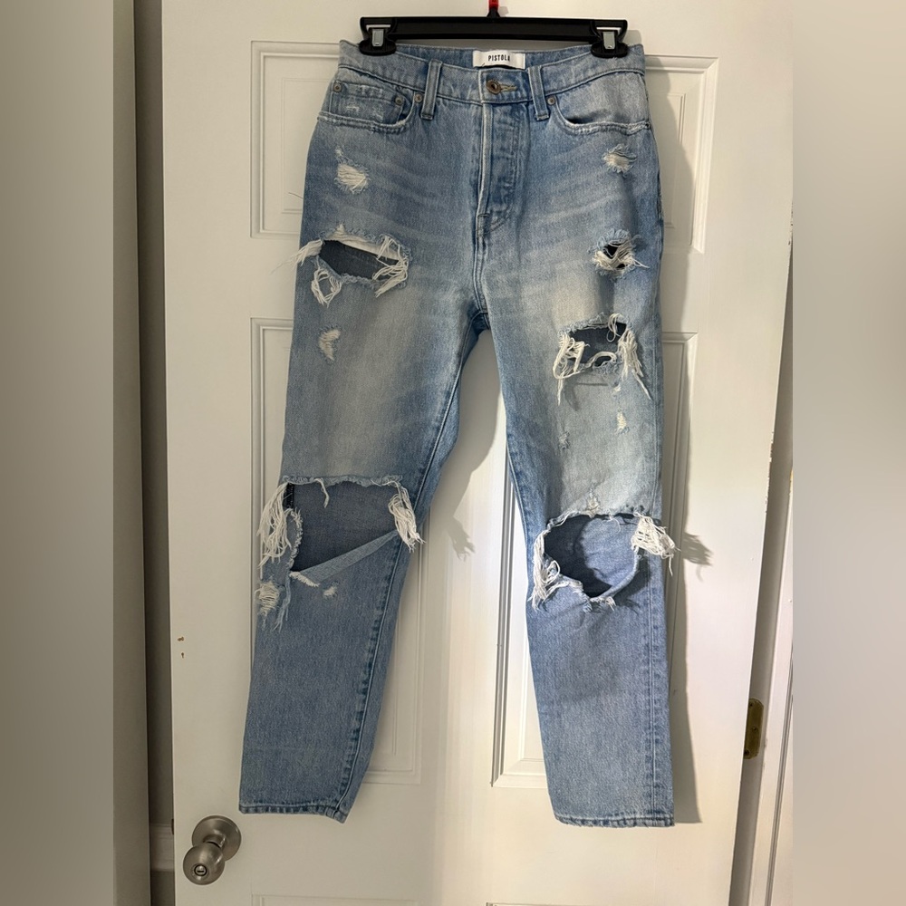 Pistola Light Blue Distressed Ankle Jeans